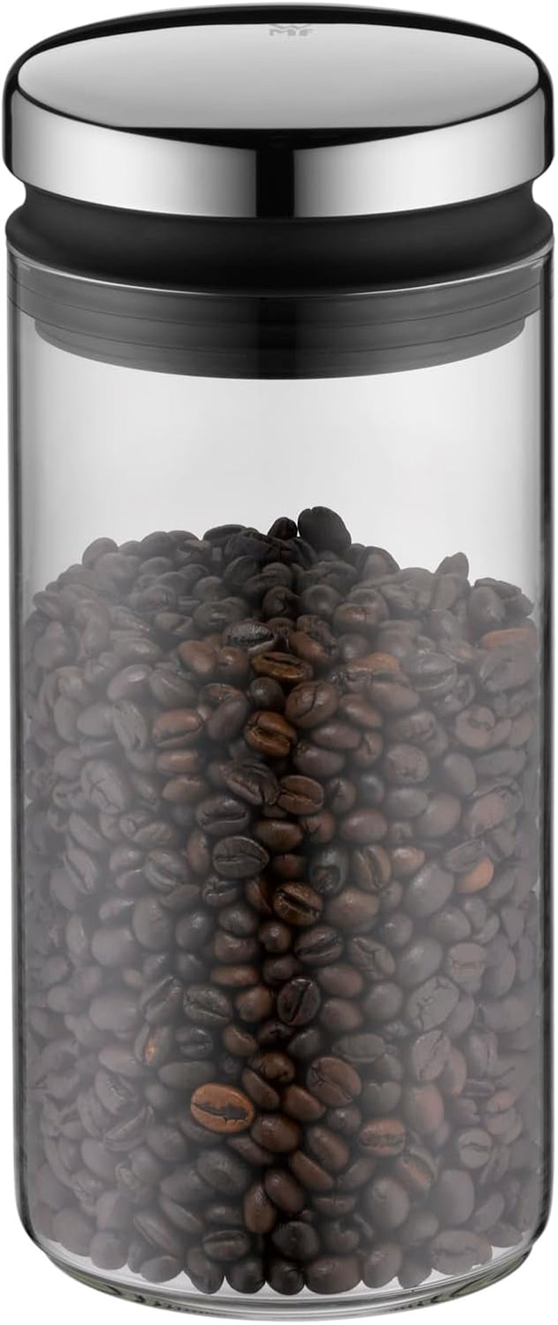 WMF Depot Tarro de cristal de 1 litro, altura 21,5 cm, tarro de almacenamiento con tapa, recipiente para granos de café, tarro de cereales, tarro de almacenamiento de alimentos con amplia apertura de llenado (paquete de 4) Cajas de almacenamiento de alimentos Naty Shop