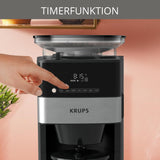 Máquina de café espresso Krups KM8328 Moler con molinillo | Temporizador de 24 horas | Contenedor de cereales 180 g | Capacidad 1,25 l para hasta 15 tazas de café | Función de apagado automático | 3 configuraciones de molienda | Negro