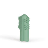 Anillo de dentición para bebés de caucho natural orgánico Goma de masaje Suave sin BPA Promueve el diseño de dinosaurio motor fino (639-V1) Cepillo de dientes de caucho natural para dedos