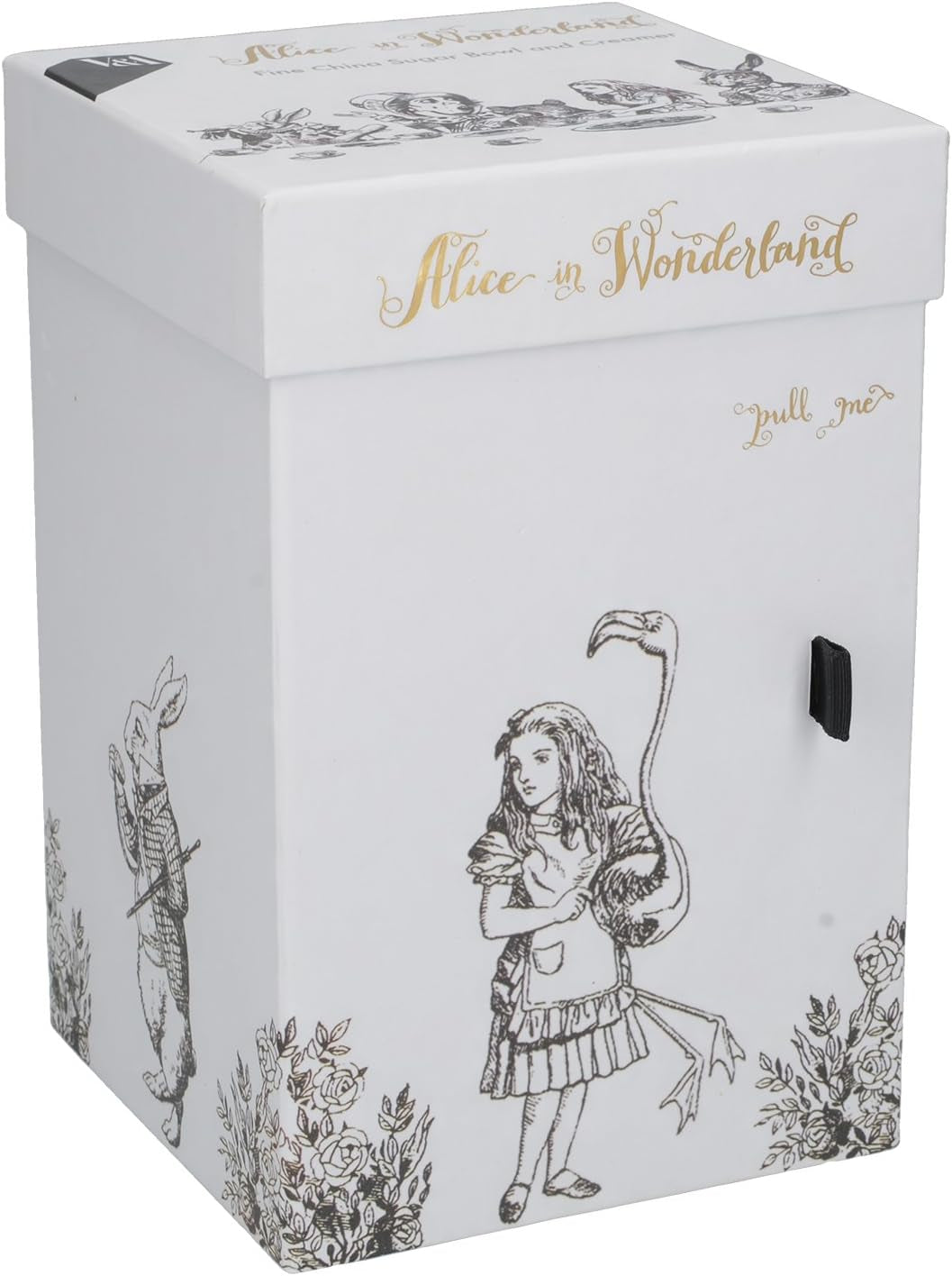 Tetera y jarra de leche de porcelana fina de Alicia en el País de las Maravillas, cuenco de porcelana y jarra de leche en una lujosa caja de regalo