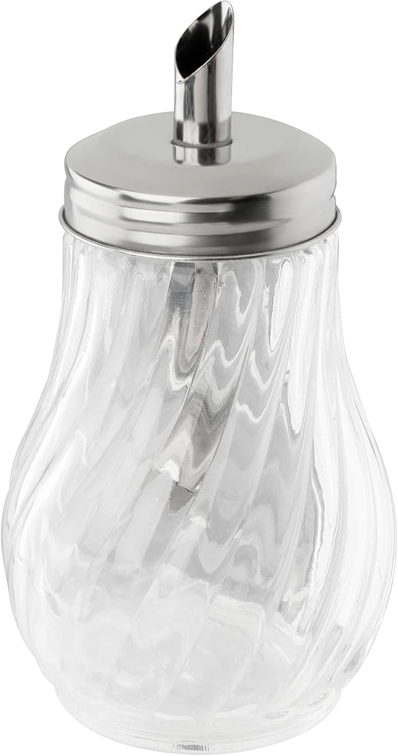 FMprofessional Dispensador de azúcar FLEURETTE 280ml, recipiente de vidrio, recipiente para dosificar fácilmente, recipiente para varias ocasiones, recipiente de alta calidad (color: plateado), cantidad: 1 pieza