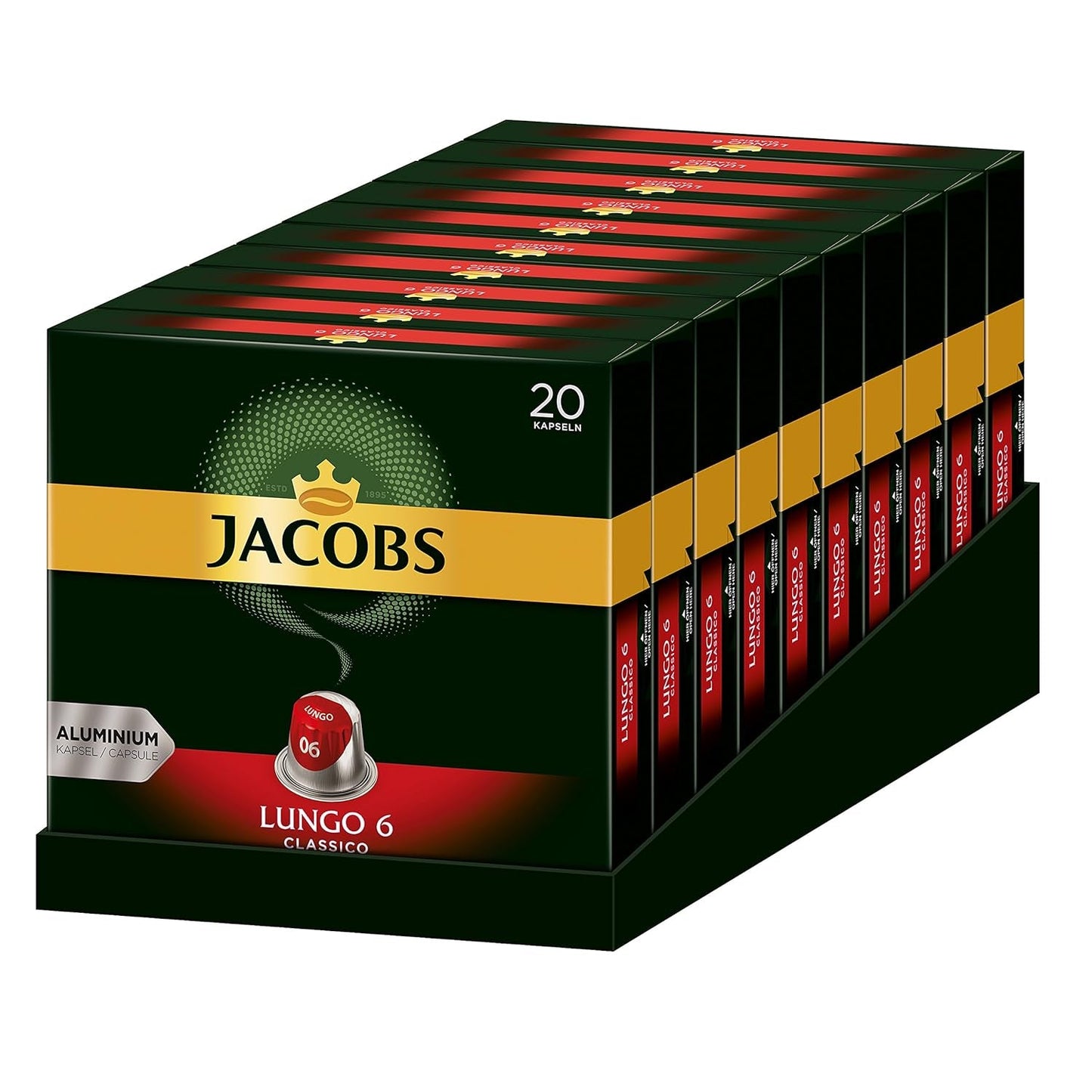 Kaffeekapseln Lungo Classico, Intensität 6 de 12, 10 x 20 Getränke & Kaffeekapseln Lungo Decaffeinato- Intensität 6- 200 Nespresso compatible Kapseln, 10er Pack, 10 x 20 Getränke