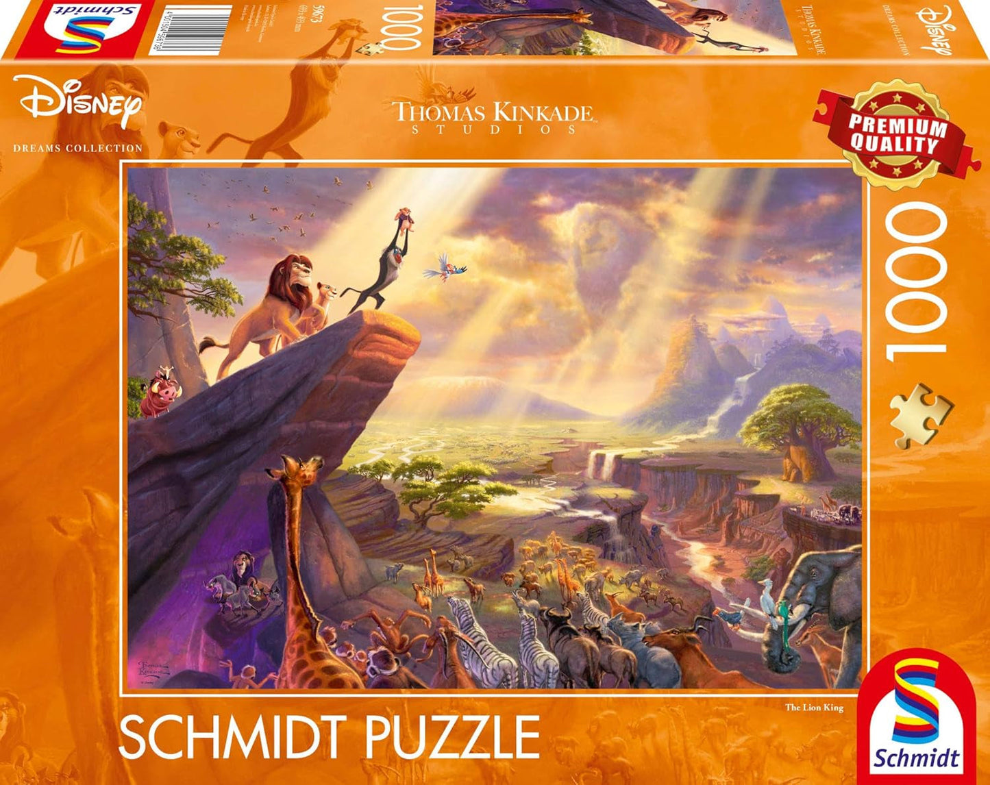 Schmidt Spiele 59673 Thomas Kinkade, Disney, El Rey León, rompecabezas de 1000 piezas Puzzle Naty Shop Single