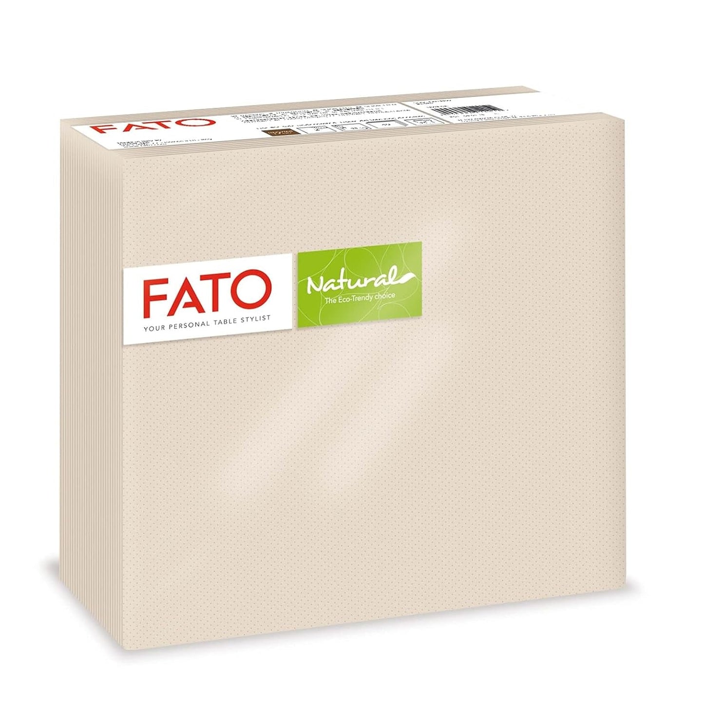 Fato - Servilletas de Papel Desechables Naturales de 4 Pliegues, Ecológicas, Paquete de 40, Tamaño 38X38, 2 Capas, Papel 100% Reciclado