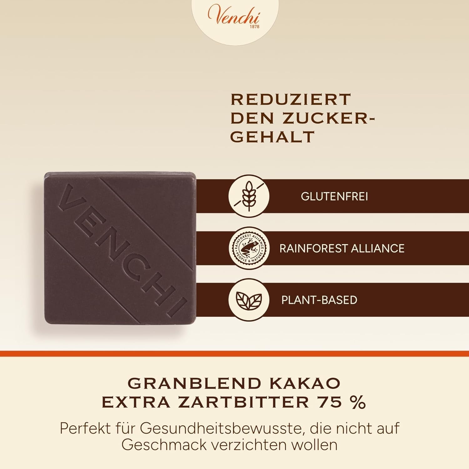 Venchi – Granblend Extra Black 75% SIN Azúcar Añadida, 1 kg – SIN Edulcorantes Artificiales – Sin Gluten – Vegano