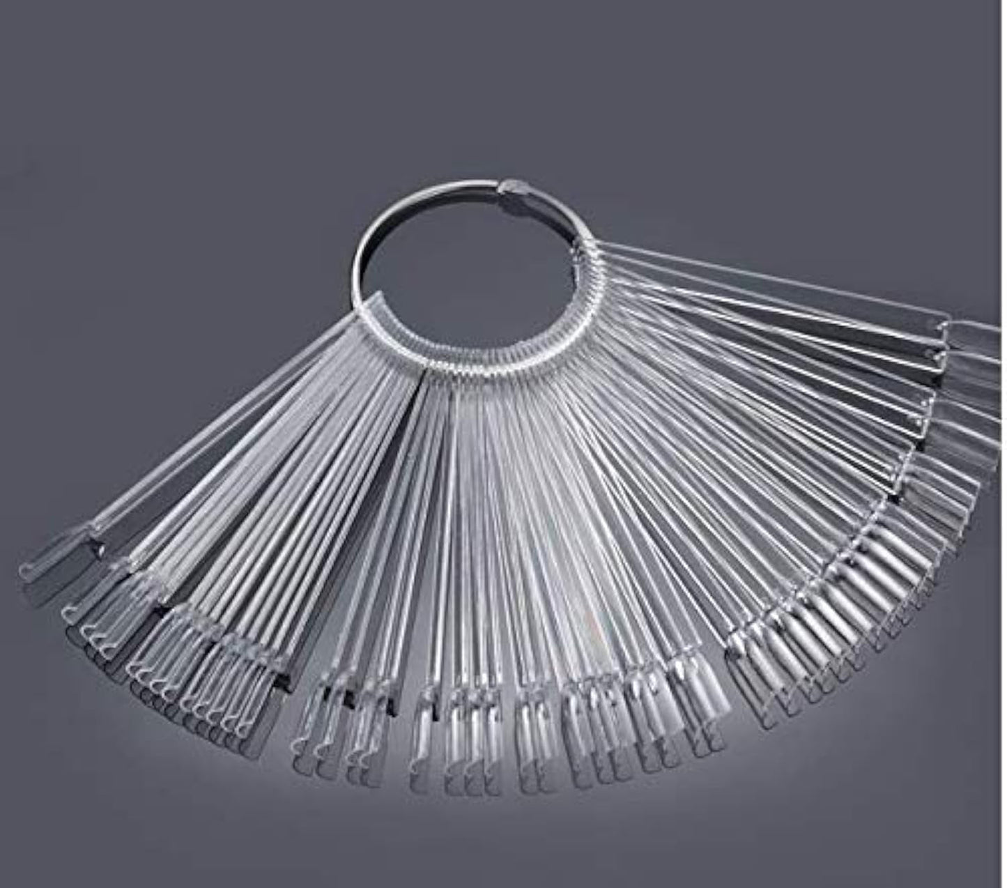 50 anillos de punta para decoración de uñas, placas transparentes de color, varillas para anillos de exhibición de esmalte de uñas, práctica de salón de uñas, exhibición de puntas de uñas para exhibición y práctica de arte de uñas DIY
