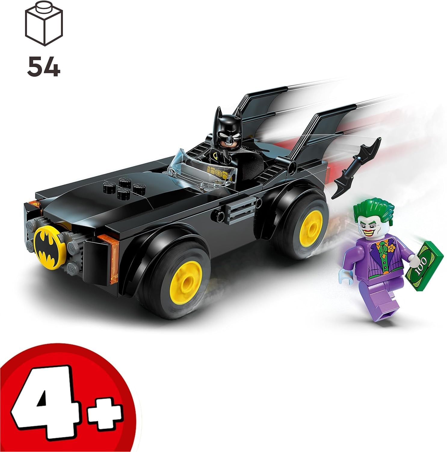 LEGO 76264 DC Persecución en el Batimóvil: Batman Vs. Juego de coches de juguete Joker, Set inicial de superhéroe con 2 minifiguras, Juguete para preescolares, niños y niñas a partir de 4 años, Juegos de construcción de montaje rápido Besuche den LEGO-Store