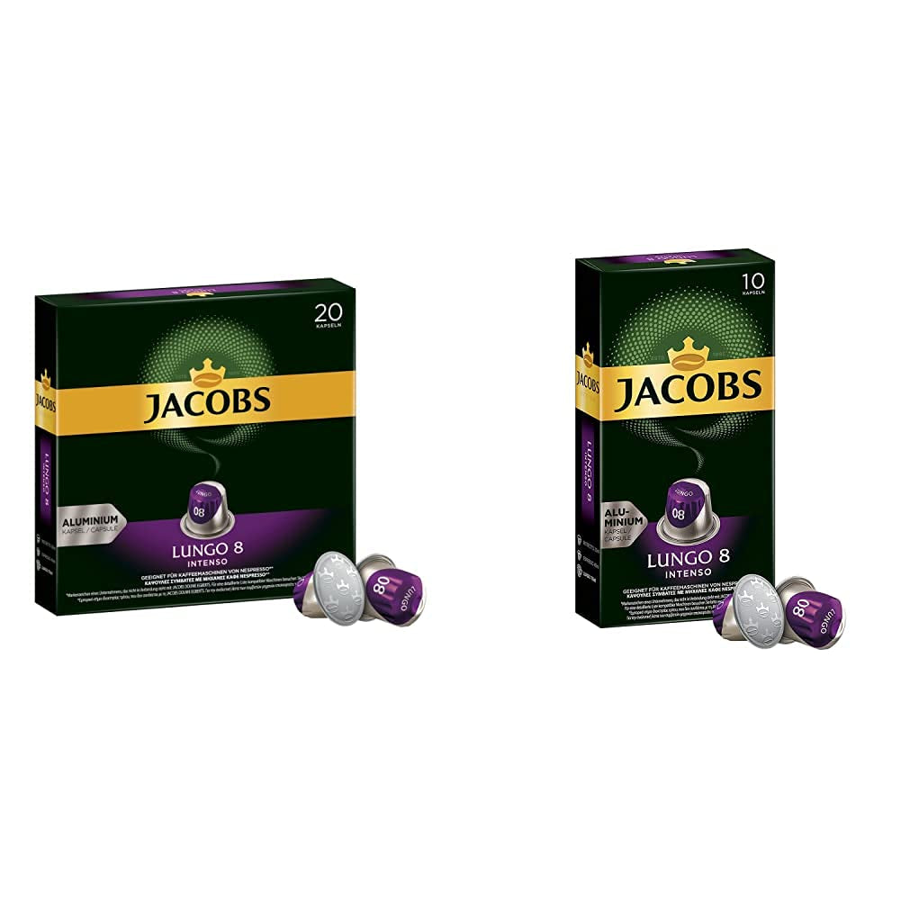 Kaffeekapseln Lungo Intenso, Intensität 8 de 12, 200 Nespresso®* compatible Kapseln, 10 x 20 Getränke & Kapseln Lungo Intenso, Intensität 8, 100 Nespresso®* Paquete de 10, 10 x 10 Getränke