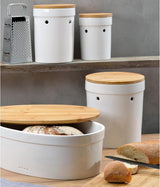 Kela panera con orificios de ventilación, panera de cerámica, SALENA, panera, blanco, 36,5 x 23,5 x 14 cm Cajas de almacenamiento de alimentos Naty Shop