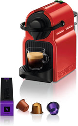 Krups Nespresso Inissia Cafetera Espresso - Máquina Espresso Compacta para Cápsulas de Café, Presión de 19 Bar, Calentamiento Rápido en 25 Segundos, Función de Ahorro de Energía, Depósito de Agua de 0,7 L, Roja, Modelo YY5506FD