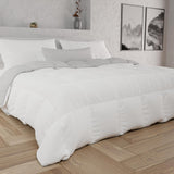 PETTI Artigiani Italiani - Manta de invierno para cama de matrimonio, maxi, monocromática, doble cara, blanco, gris, 100% Made in Italy Edredones y edredones Naty Shop