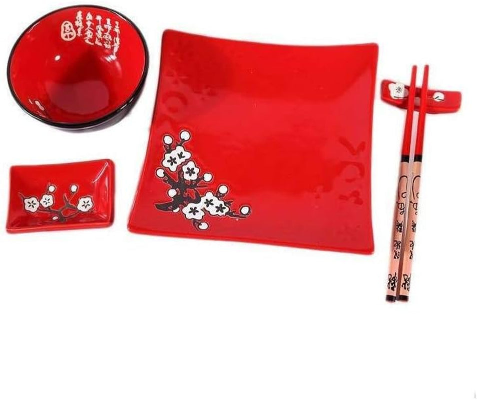 Servicio de Mesa Japonés Completo 2381, Porcelana, Rojo
