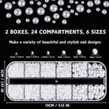 12 Größen Nail Art Perlen, Flache Perlen, Nail Art Accessoires, Halbkreis Nagelperlen, Weiße Nail Charms Und Glitzersteine ​​​​Nägel Für Nail Art Design, DIY Basteln, Alltag, Hochzeit (2 cajas)