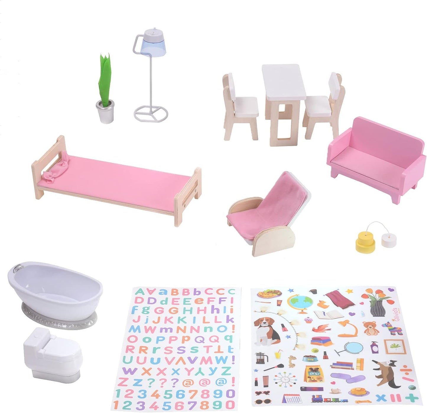 Olivia'S Little World Dreamland Farmhouse Casa de Muñecas Interactiva de Madera para Niños 3 Pisos con 13 Accesorios para Muebles para Muñecas Blanco TD-13632A Casas de Muñecas Naty Shop
