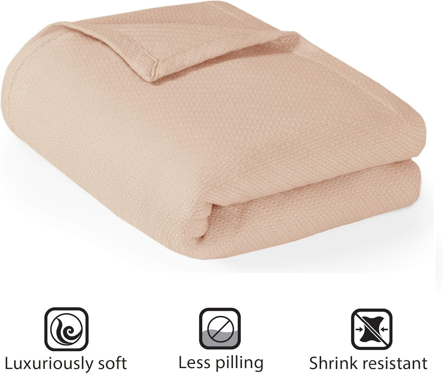 Madison Park Manta de algodón líquido de lujo de alta calidad, suave y cómoda, 100% algodón hilado en anillo para cama, sofá o sofá, color rubor, colchas y edredones para cama matrimonial/queen Naty Shop
