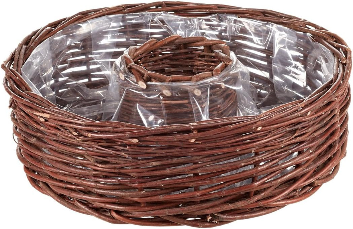 Aro para cesta de mimbre Dehner con lámina para plantar, altura 12 cm, Ø 40 cm, tela de mimbre, marrón