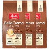 3 granos de café Melitta BellaCrema La Crema, tostado medio, 1 kg cada uno