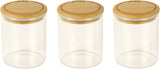 Set de 3 Recipientes cuadrados de vidrio con tapa de bambú-800ml, vidrio borosilicato, bambú, silicona, natural, 11 x 11 x 11 cm Cajas de conservación de alimentos Naty Shop Set de 3 Boîtes À Épices -180Ml