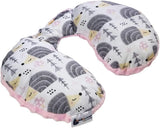 Medi Partners Almohada para el cuello para bebé Soporte para el cuello 100% algodón / Minky Almohada para el cuello para bebé para cochecito de coche Viajes Viajes Dormir Almohada para el cuello Snooze Roll (REH con Minky gris) Almohadas ortopédicas cervicales Naty Shop Erizo gris con Minky rosa claro