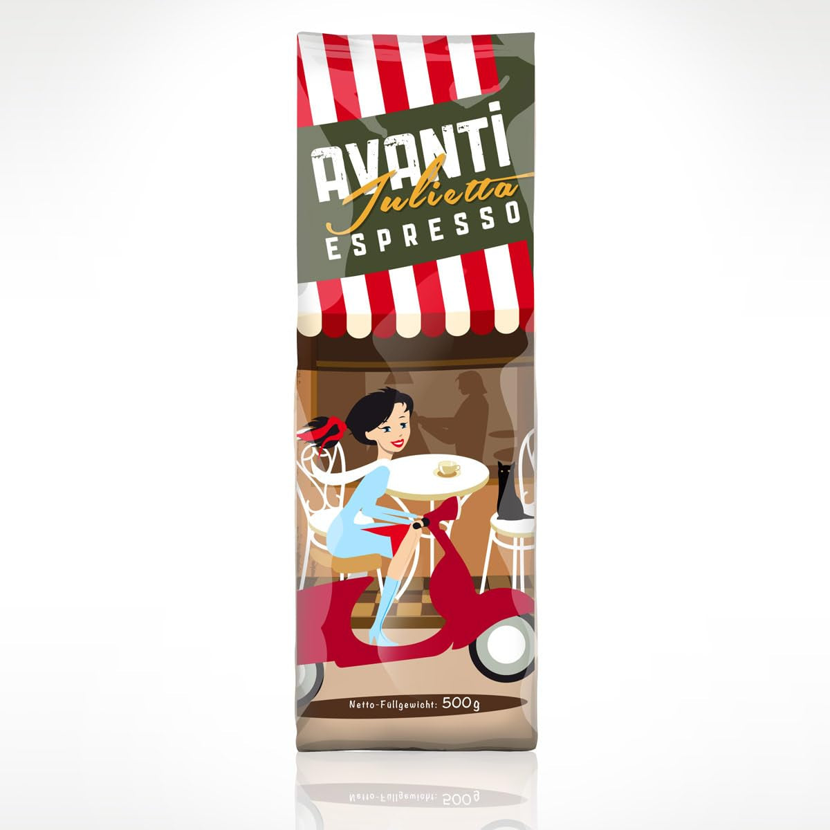 AVANTI Julietta Café en grano Espresso, 500g, 70% Arábica 30% Robusta, tueste tradicional en tambor