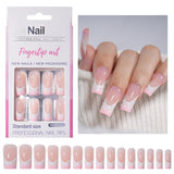 30 uñas postizas francesas – Pegamento en uñas artificiales – Uñas de gel suave para mujer – Uñas adhesivas acrílicas manicura cuadrada (rosa francés)
