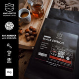 KING'S COFFEE - EDICIÓN NEGRA - 1 kg de granos de café de crema intensa - Café de baja acidez - Tostado en pequeños lotes de Italia - Fuertes granos de espresso Arábica (mezcla) para máquinas totalmente automáticas y con portafiltro