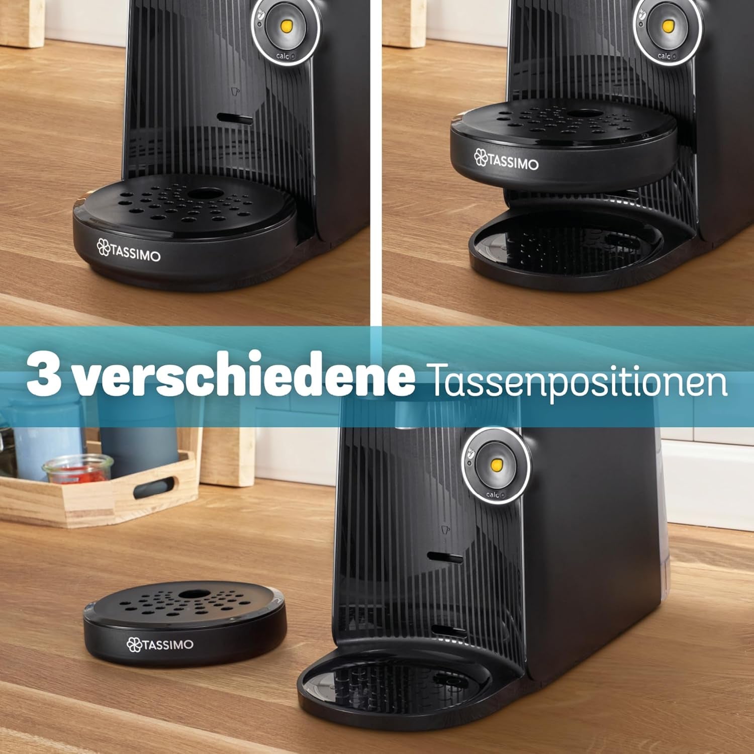 Bosch Tassimo finesse TAS162E Cafetera espresso de cápsulas, 70 bebidas, café más intenso con solo pulsar un botón, apagado automático, sostenible, dosificación perfecta, 1400 W, negro/negro
