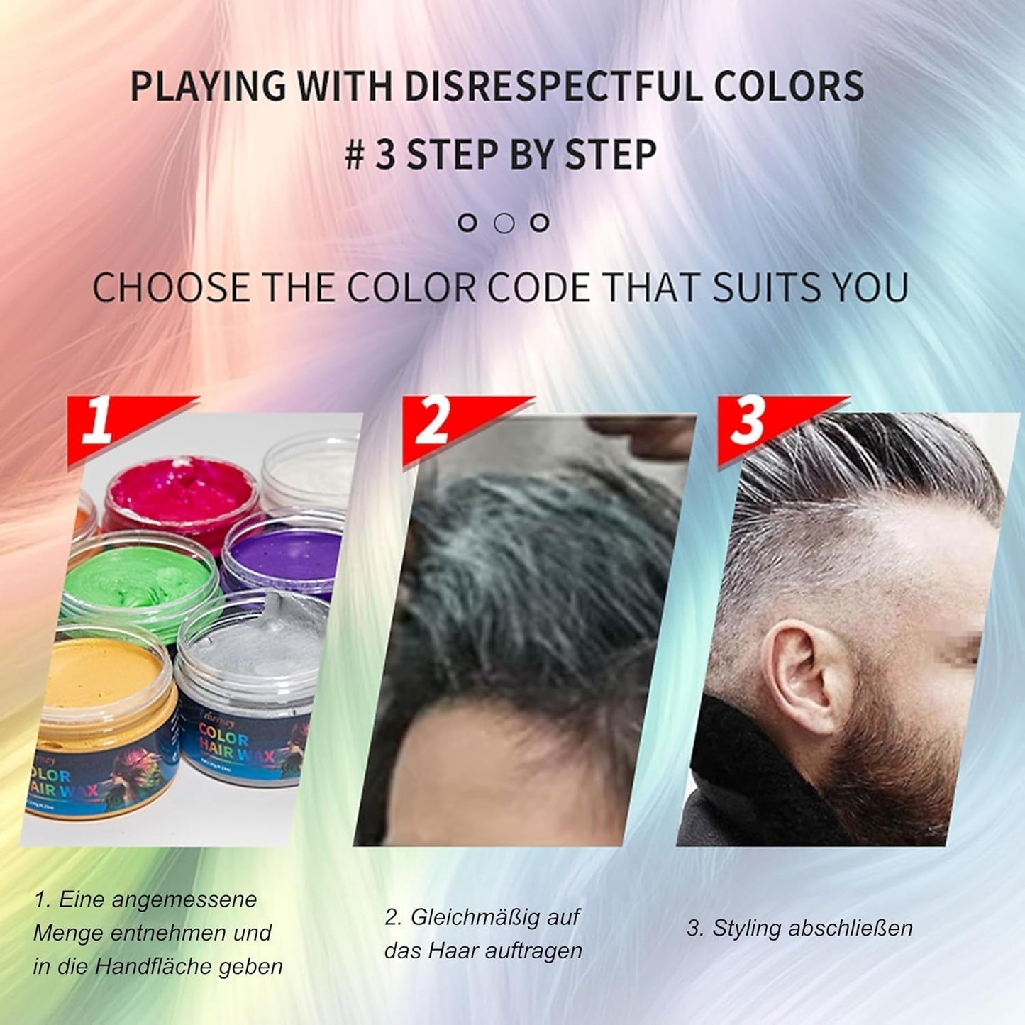 Tinte temporal para el cabello verde - Cera para teñir el cabello, tono de cabello para hombres y mujeres, pomada para el cabello natural, cera para teñir el cabello con clip de color para color de cabello de fiesta loca (4.23 oz, verde) Naty Shop Hair Dye