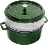 STAUB Gusseisen Bräter/Cocotte, Mit Dämpfeinsatz Aus Edelstahl, Rund 26 Cm, 5,2 L, Aromaregen Funktion Für Optimale Befeuchtung, Für Alle Herdarten Inkl. Induktion & Backofen, Kirschrot, Rot Moldes y bandejas de horno Naty Shop Grün