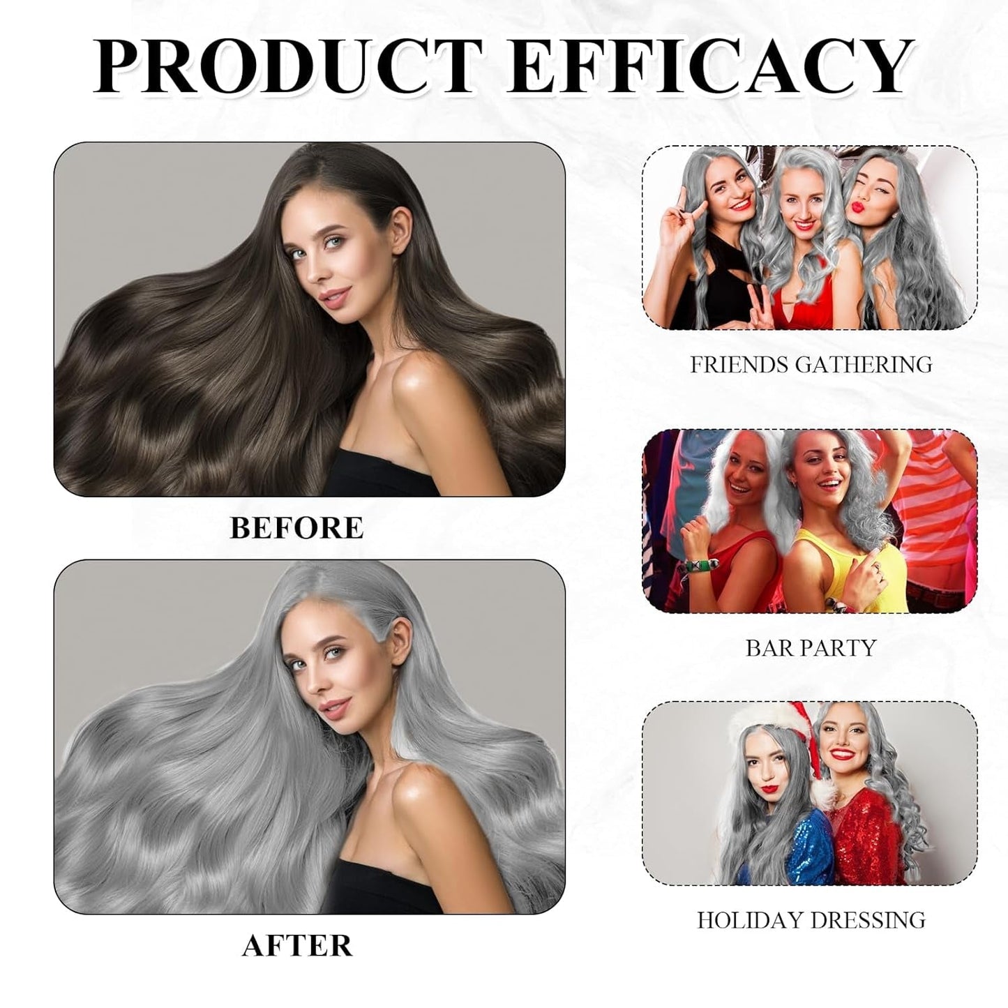 Tinte para el cabello Gris Plata Natural Gris Plata Tinte en Crema, Tinte para el Cabello Gris en Crema Gris Plata, Gris Plata Tinte para el Cabello Natural en Crema Tinte para todo tipo de cabello con 1 Masajeador del Cuero Cabelludo (100ml) Tinte para el cabello Naty Shop