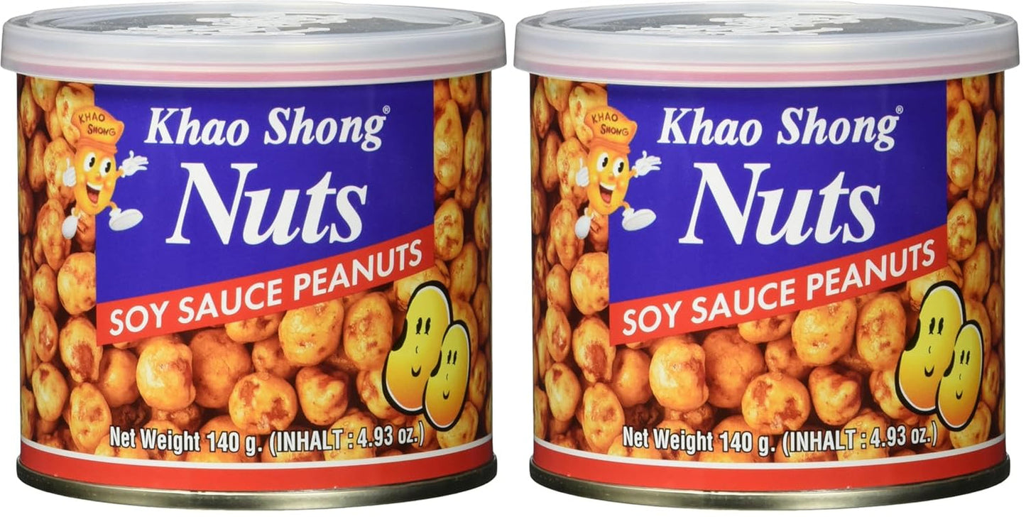 Khao Shong Guisantes verdes fritos con wasabi, guisantes crujientes rebozados picantes, una alternativa baja en grasa a las nueces, picante medio, 1 lata de 140 g | 140 gramos (1 paquete)