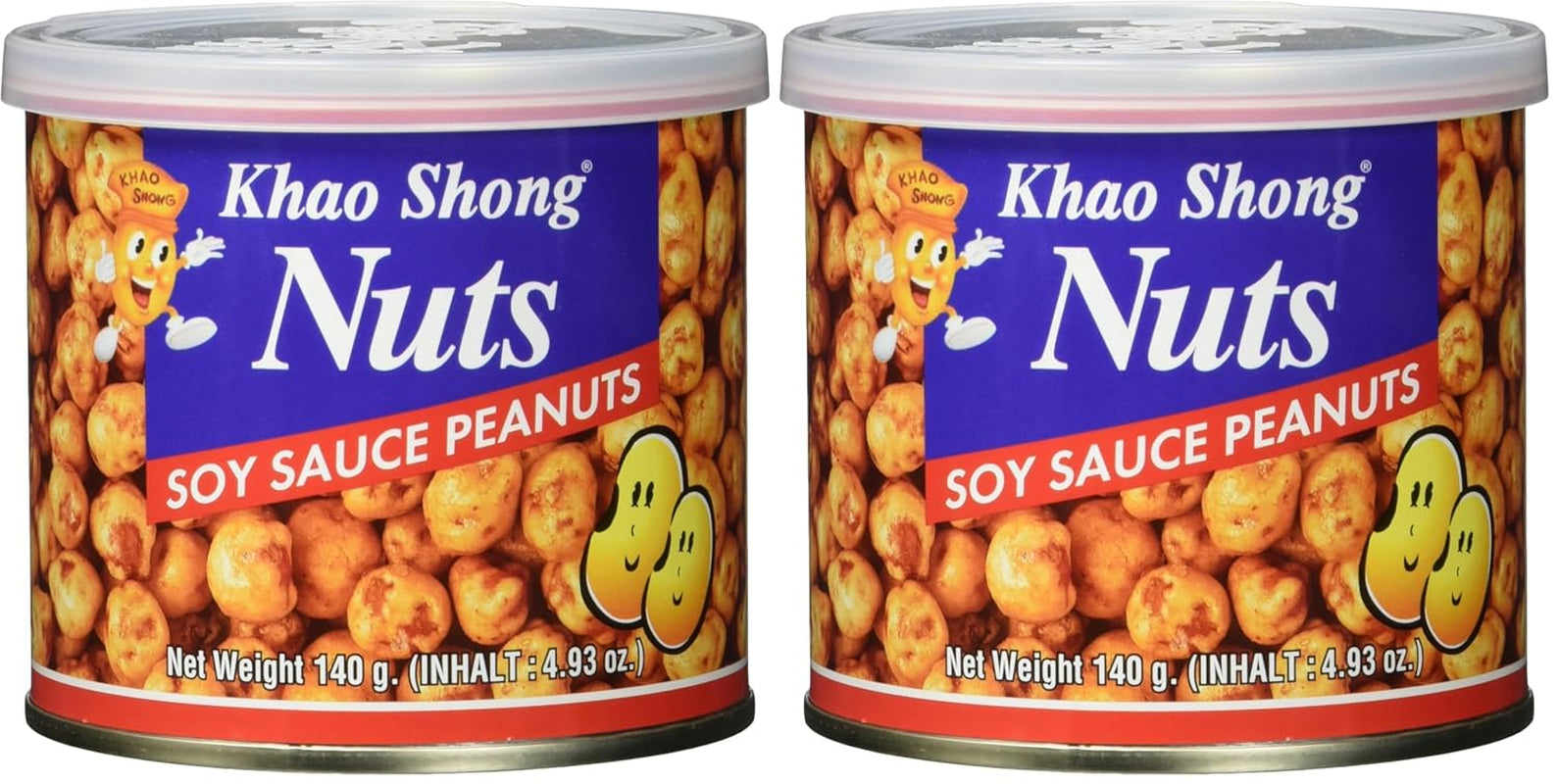 Khao Shong Guisantes verdes fritos con wasabi, guisantes crujientes rebozados picantes, una alternativa baja en grasa a las nueces, picante medio, 1 lata de 140 g | 140 gramos (1 paquete)