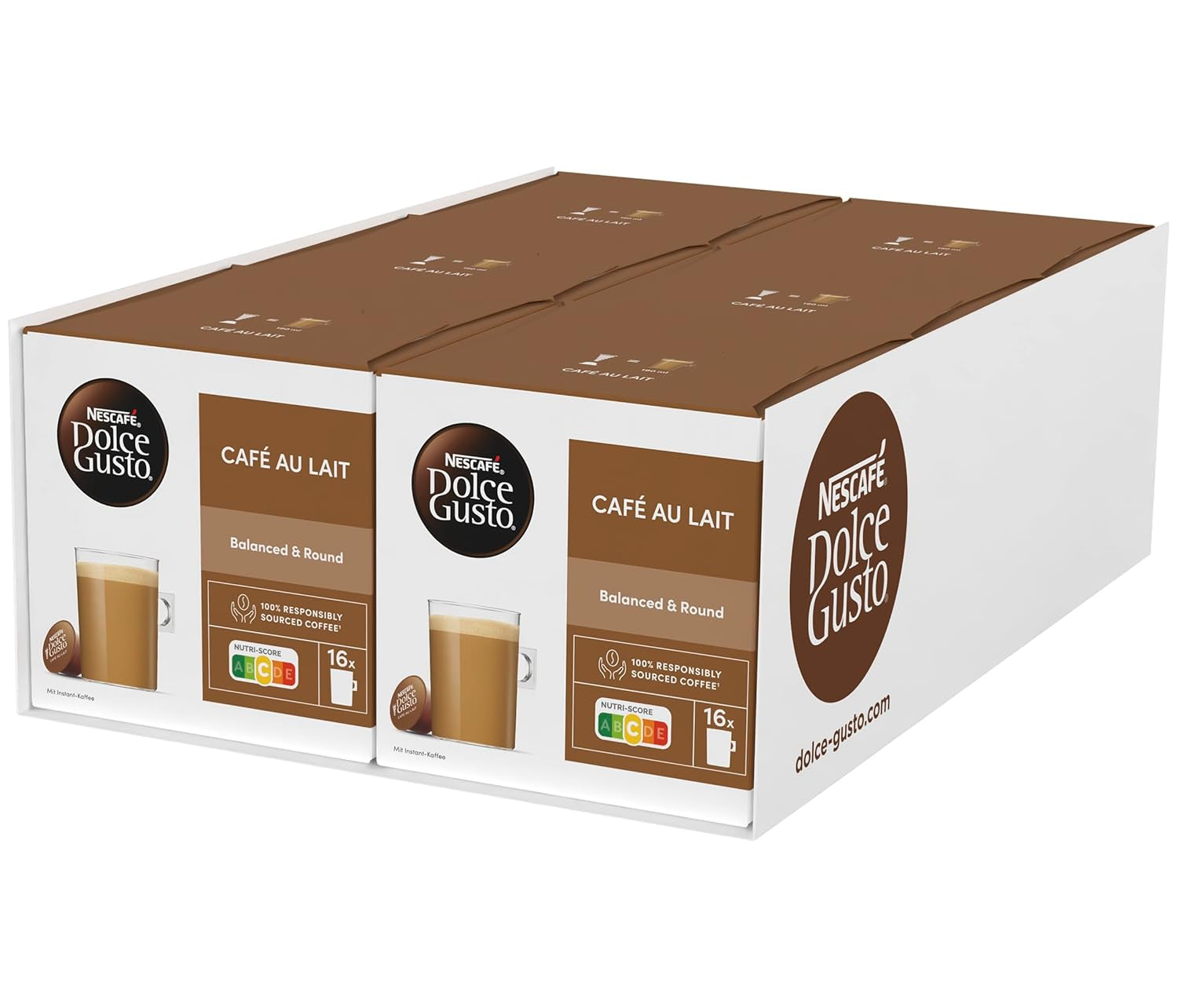 NESCAFÉ DOLCE GUSTO Café au Lait Kaffeekapseln Paquete de 6 (6 x 16 Kapseln)
