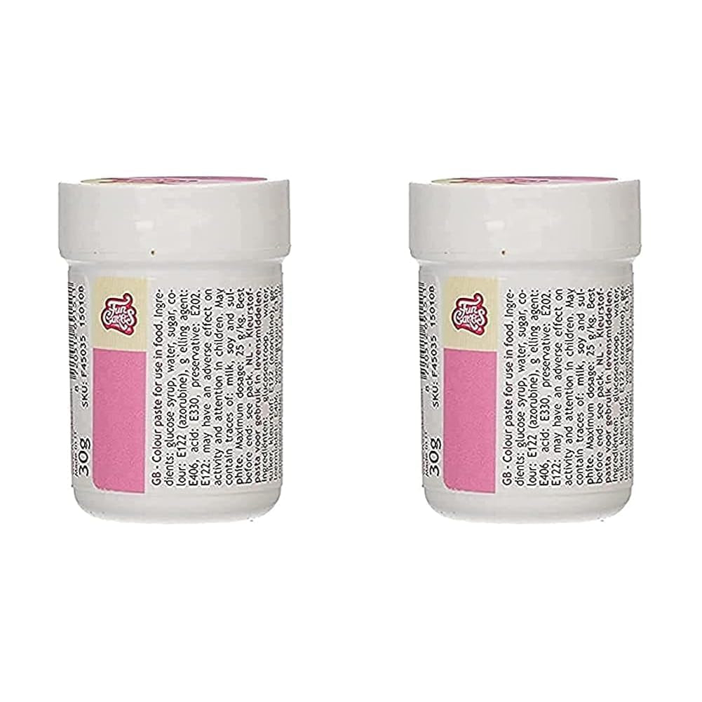 Colorante alimentario concentrado Funcakes Paste Color Rosa; para masa, nata, fondant, mazapán, masa, pasta para modelar y pasta de flores. Halal y Kosher. 30 gramos