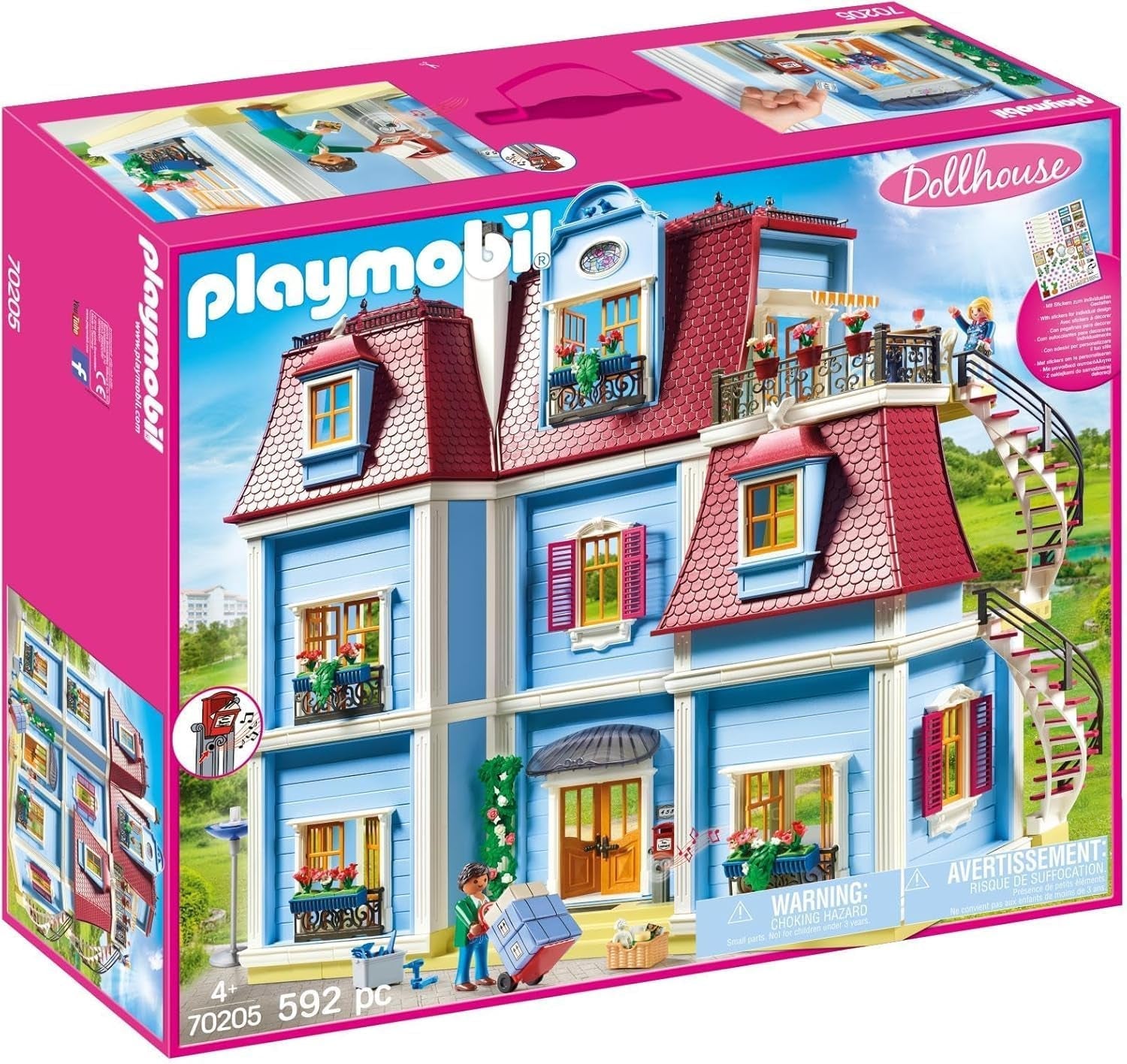 70205 Mi gran casa de muñecas con campana que funciona, mayores de 4 años y 70207 Acogedora sala de estar con casa de muñecas con efecto de luz, mayores de 4 años