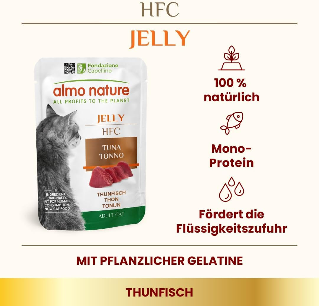 Comida húmeda para gatos Almo Nature HFC Jelly - con atún, paquete de 24 (24 x 55 g)