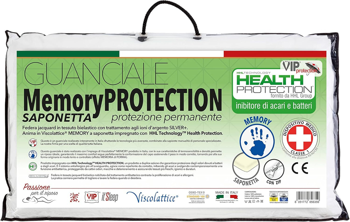 PERSONAJE. Almohada Muy Importante V.I.P. Almohada de espuma con memoria para dispositivos médicos fabricada en Italia 48 x 78 x 12 cm Naty Shop Standard Pillows Título predeterminado