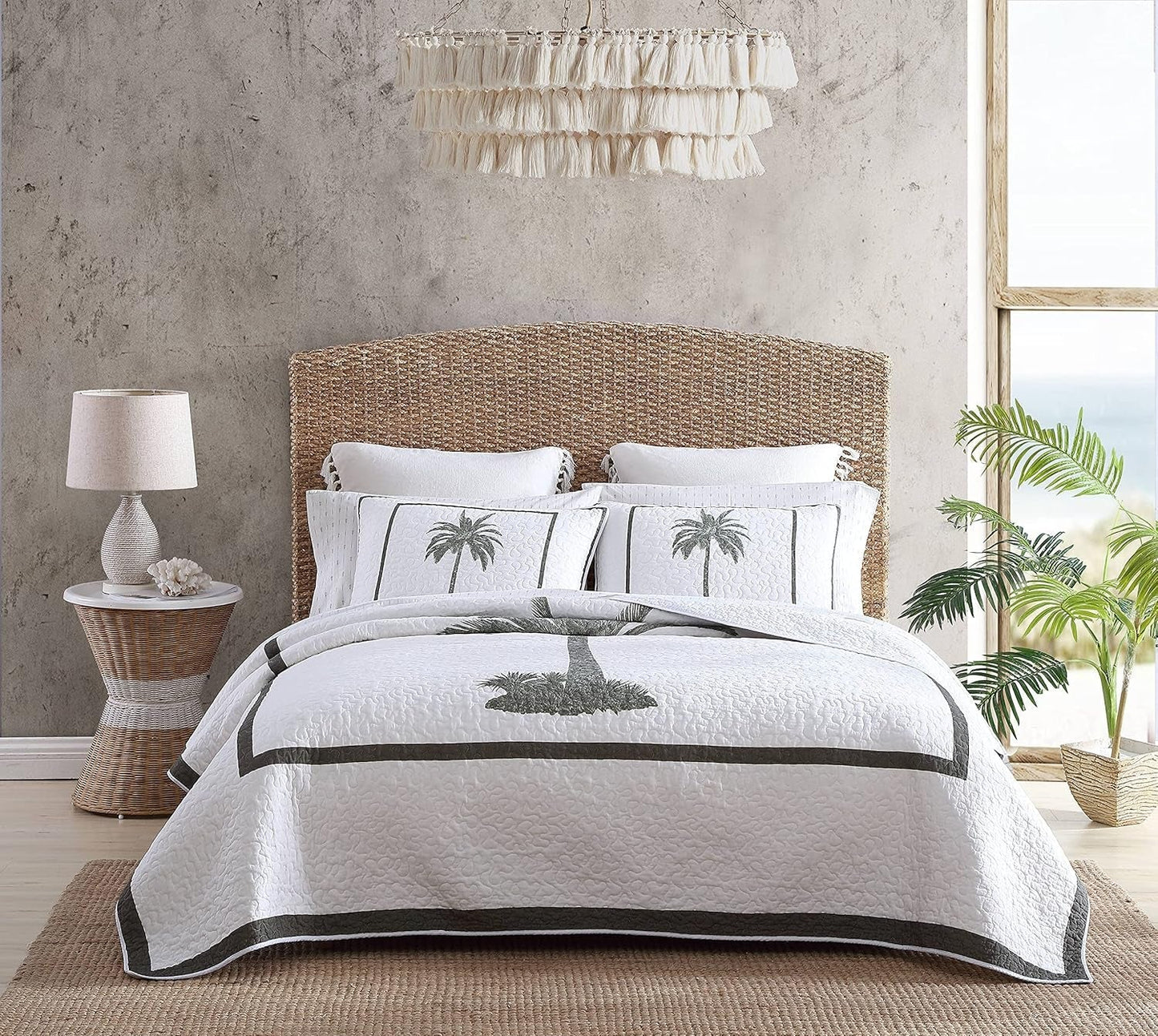 Colección Tommy Bahama Palm Island | Edredón - 100% algodón, reversible, suave y transpirable, prelavado para mayor suavidad, cama king size, gris Naty Shop Edredones y edredones Gris King