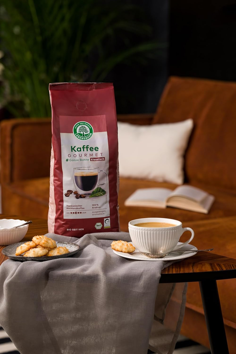 LEBENSBAUM 2x Kaffee Gourmet Klassisch, ganze Bohne, Bio Kaffee aus Arábica-Bohnen, Intensität 3/5, ausgefunger, aromatischer Genuss, 2 x 1 kg...