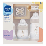 MAM Set Recién Nacido, Set de Regalo, compuesto por: 2 x Biberones anticólicos 160 ml, 1 x Biberón anticólicos 260 ml, 1 x Chupete Original Start, 1 x Broche para chupete, a partir de 0 meses, Neutro