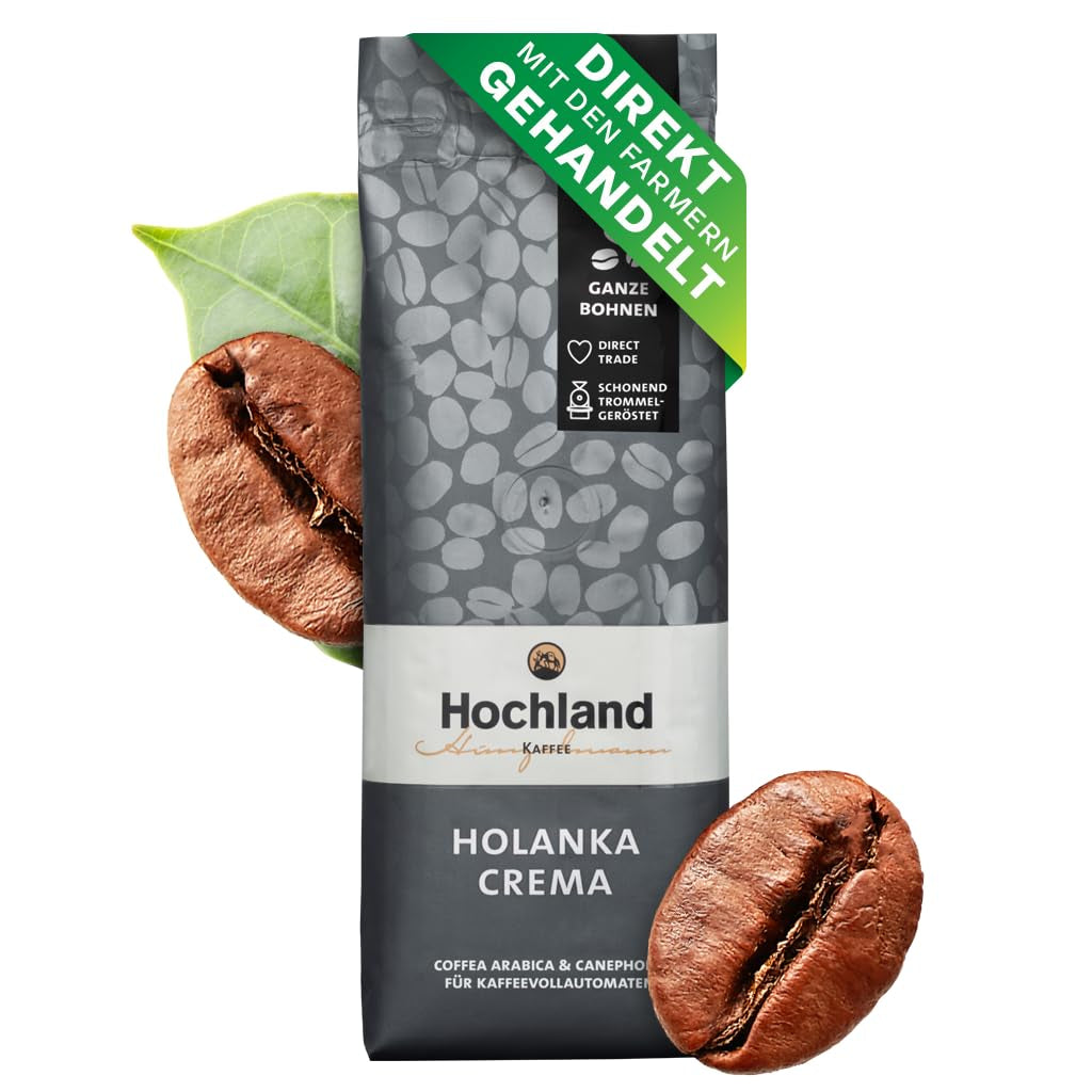 Hochland Kaffee - Holanka Crema - 250g Kaffeebohnen - Venta directa sostenible - Perfecto para máquinas totalmente automáticas y Siebträger - Sabor aromático más suave - La mejor calidad de Perú