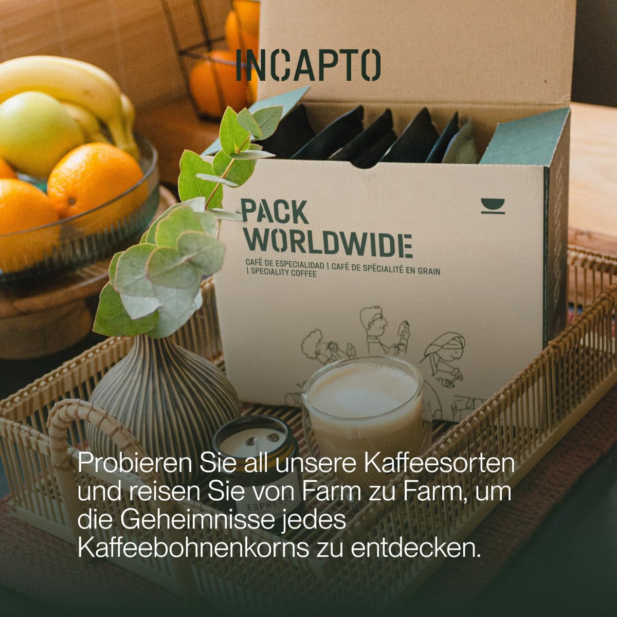 Selección de granos de café Incapto a nivel mundial | Selección de 10 orígenes de todo el mundo | Café de especialidad | 100% Arábica | Ideal como set de regalo de café | Para los amantes del café | 10 paquetes x 100g