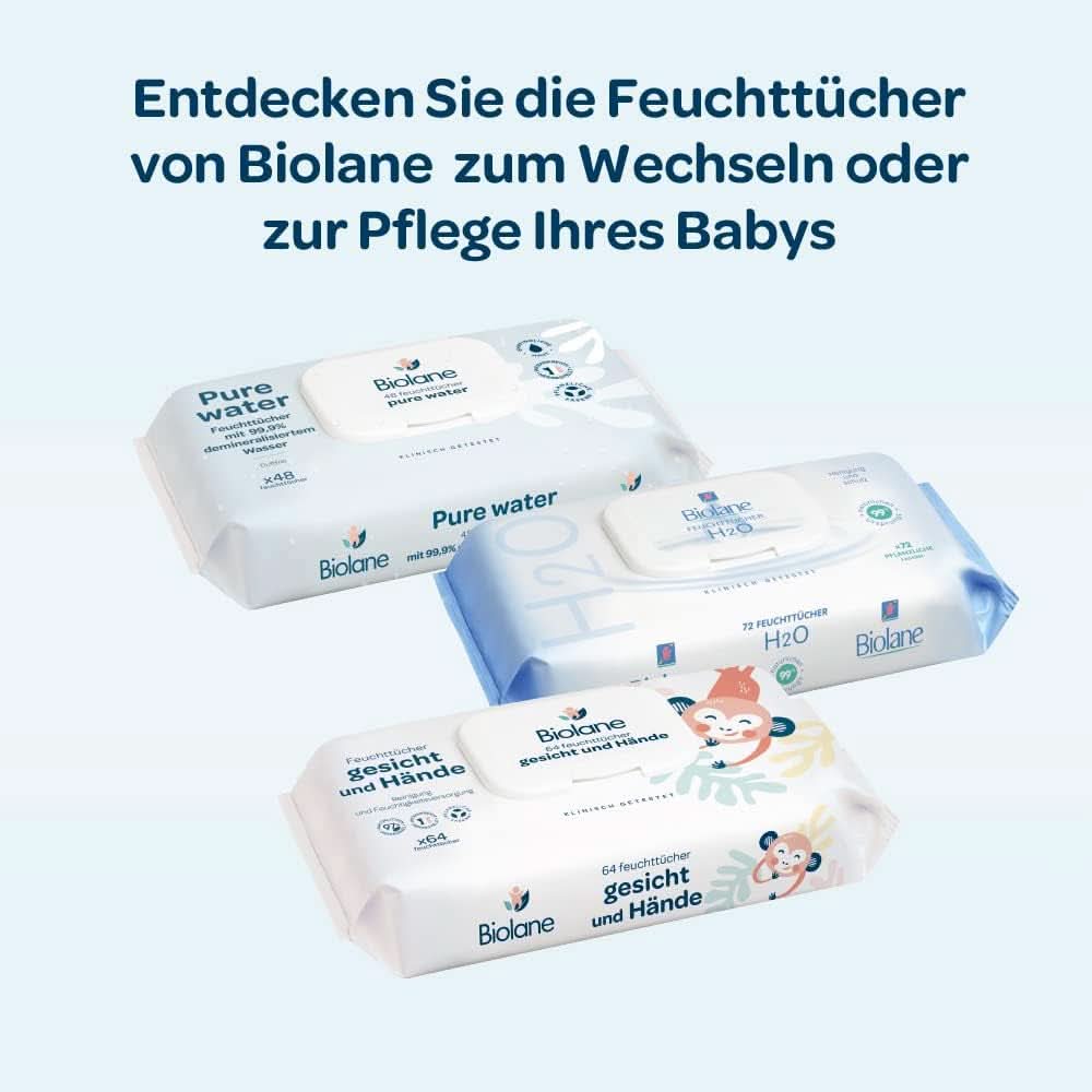 BIOLANE - Baby-Feuchttücher Mit 99,9% Wasser - Agua pura - Packung Mit 12 X 48 (576 Feuchttücher) - Für Empfindliche Haut - Ab Der Geburt - Duftfrei - Wechseln Und Reinigungspflege Naty Shop