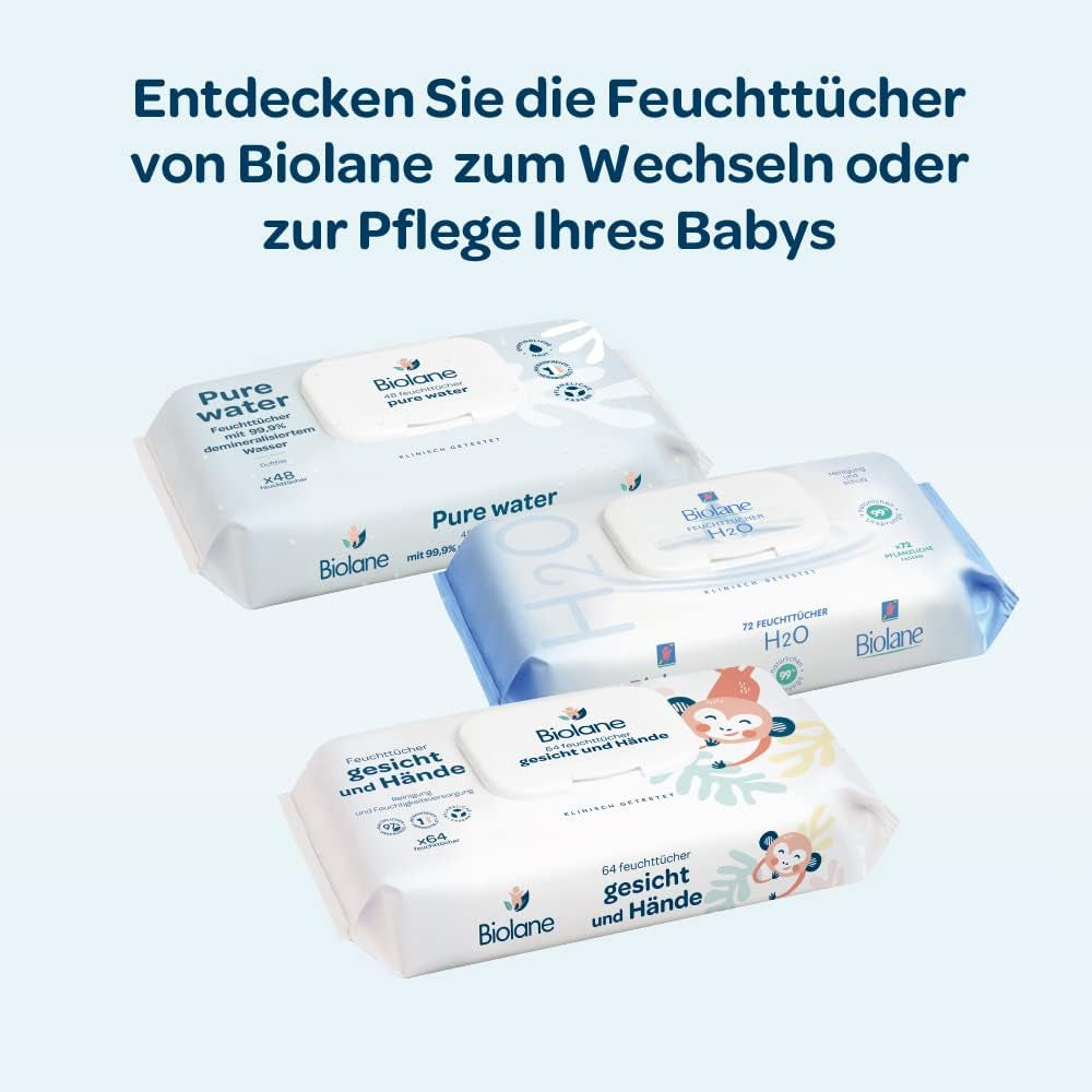 BIOLANE - Toallitas húmedas para bebés con 99,9% de agua - Agua pura - Paquete de 12 x 48 (576 toallitas) - Para pieles sensibles - Desde el nacimiento - Sin perfume - Cuidado para cambiar y limpiar al bebé