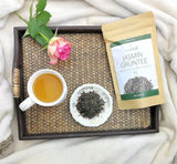 Té de jazmín suelto 100 g, té verde de flor de jazmín con sabor natural, té verde de jazmín con un pronunciado sabor a jazmín, té verde Teaclub