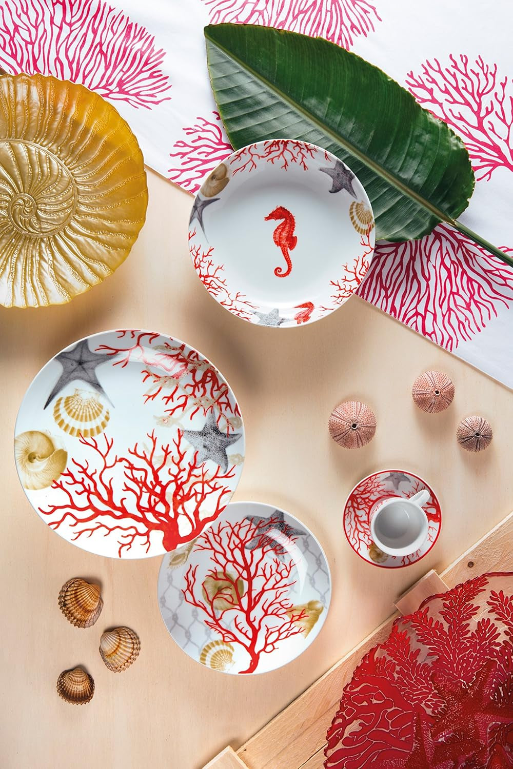 Servicio de mesa Excelsa Coral, 18 piezas, porcelana, rojo