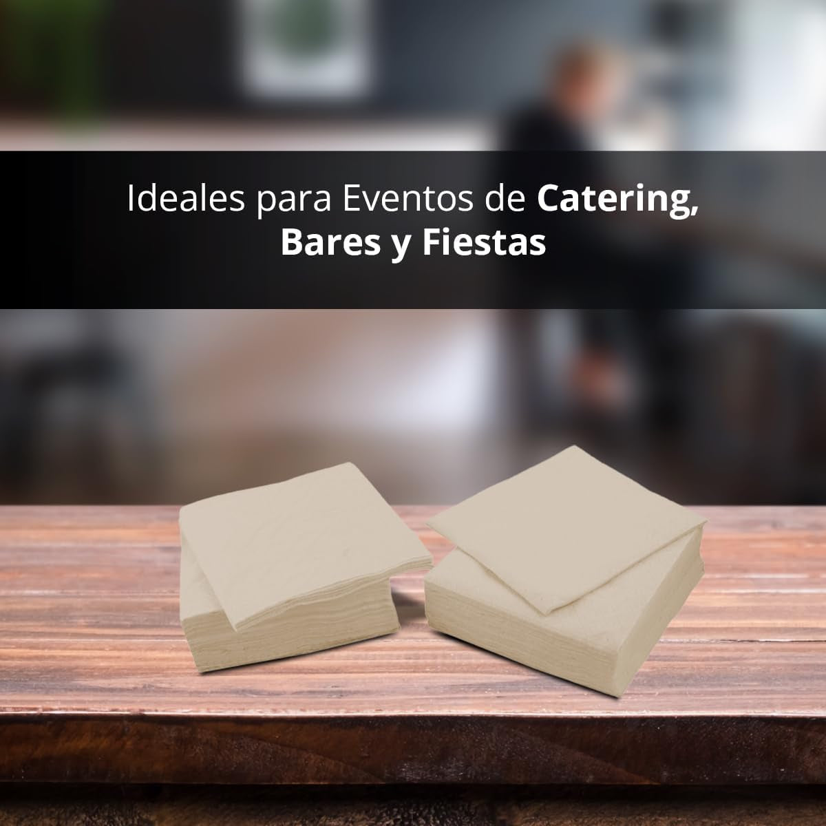 Paquete de 300 Servilletas de Papel para Cóctel, 100% Reciclables y Biodegradables, Servilletero de Acero Inoxidable, Servilletas Ecológicas, 10 X 10 cm, Plegadas.