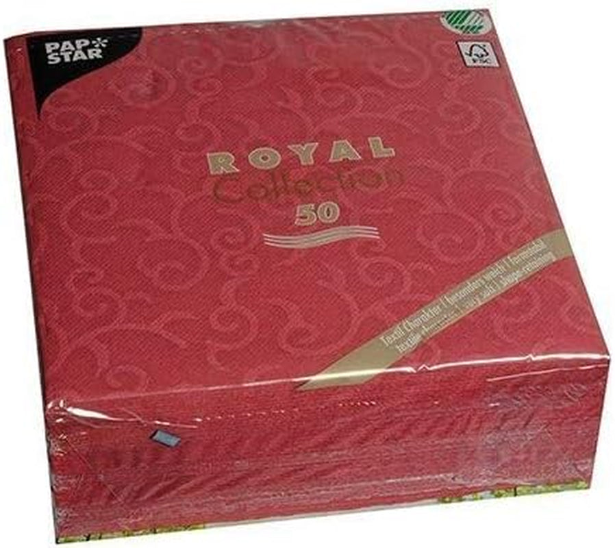 Papstar, 50 servilletas "Colección ROYAL" pliegue 1/4 40 Cm X 40 Cm Burdeos "Casali", #84880