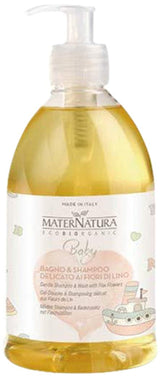 Baño y champú delicado para niños con flores de lino, gel de ducha y champú para niños y bebés, Made in Italy - 500 ml Infantil - Baño y cuidado Naty Shop Default title