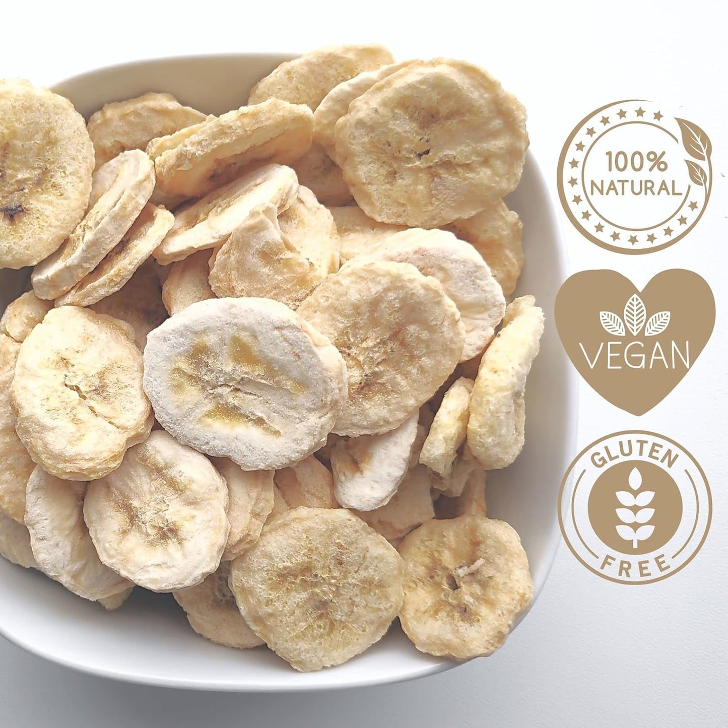 Plátanos liofilizados | Paquete 120g Plátanos secos sin azúcar | Plátano liofilizado | Plátanos con frutos secos | Plátanos frescos liofilizados | Plátano en rodajas liofilizado Naty Shop productos deshidratados